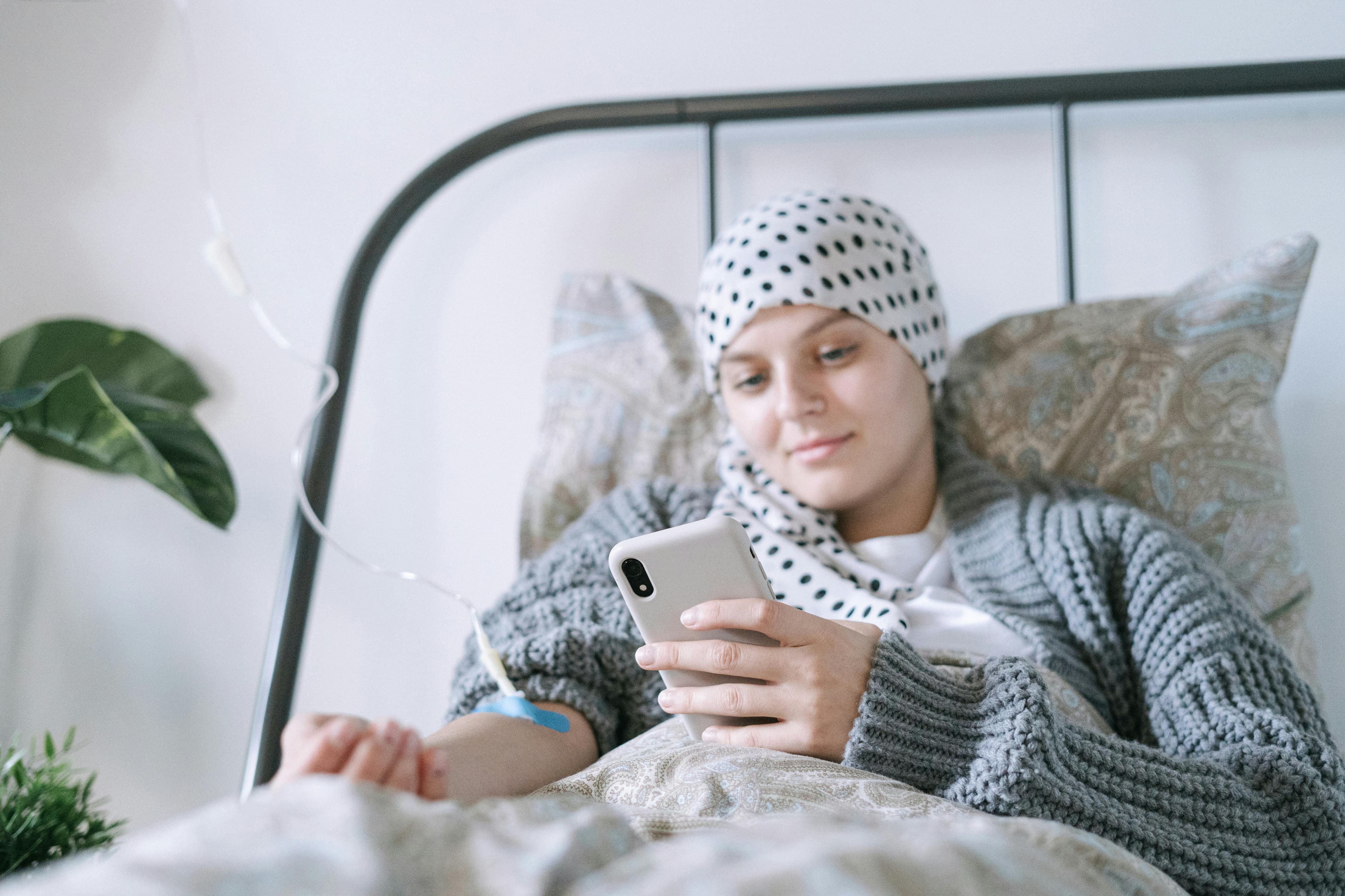 Patient receiving care with medical equipment